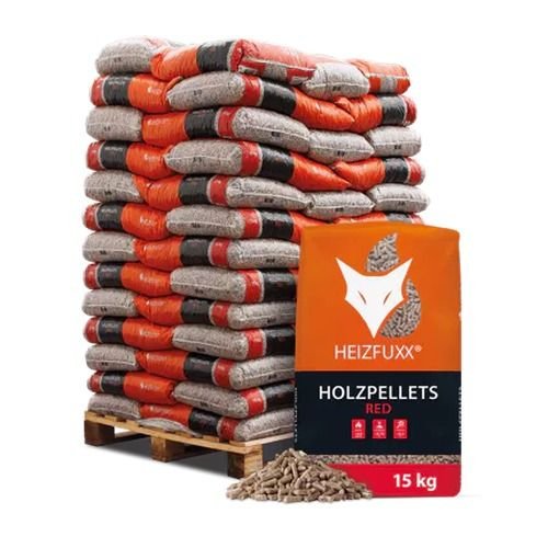 Heizfuxx Holzpellets Red - Palette 15kg x 65 Sack, 975kg