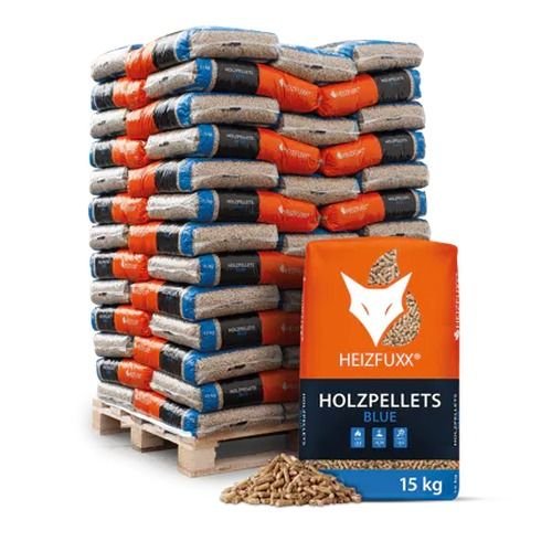 Heizfuxx Holzpellets Blue - Palette 15kg x 65 Sack, 975kg